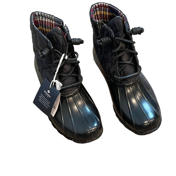 Sperry Saltwater Quilted Duck Boot Black Women's Size 5.5 - Picture 2 of 11